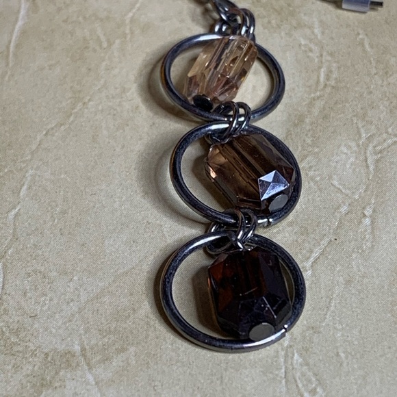 Dark Silver Metal Drop Earrings w/ Beads - Picture 9 of 11